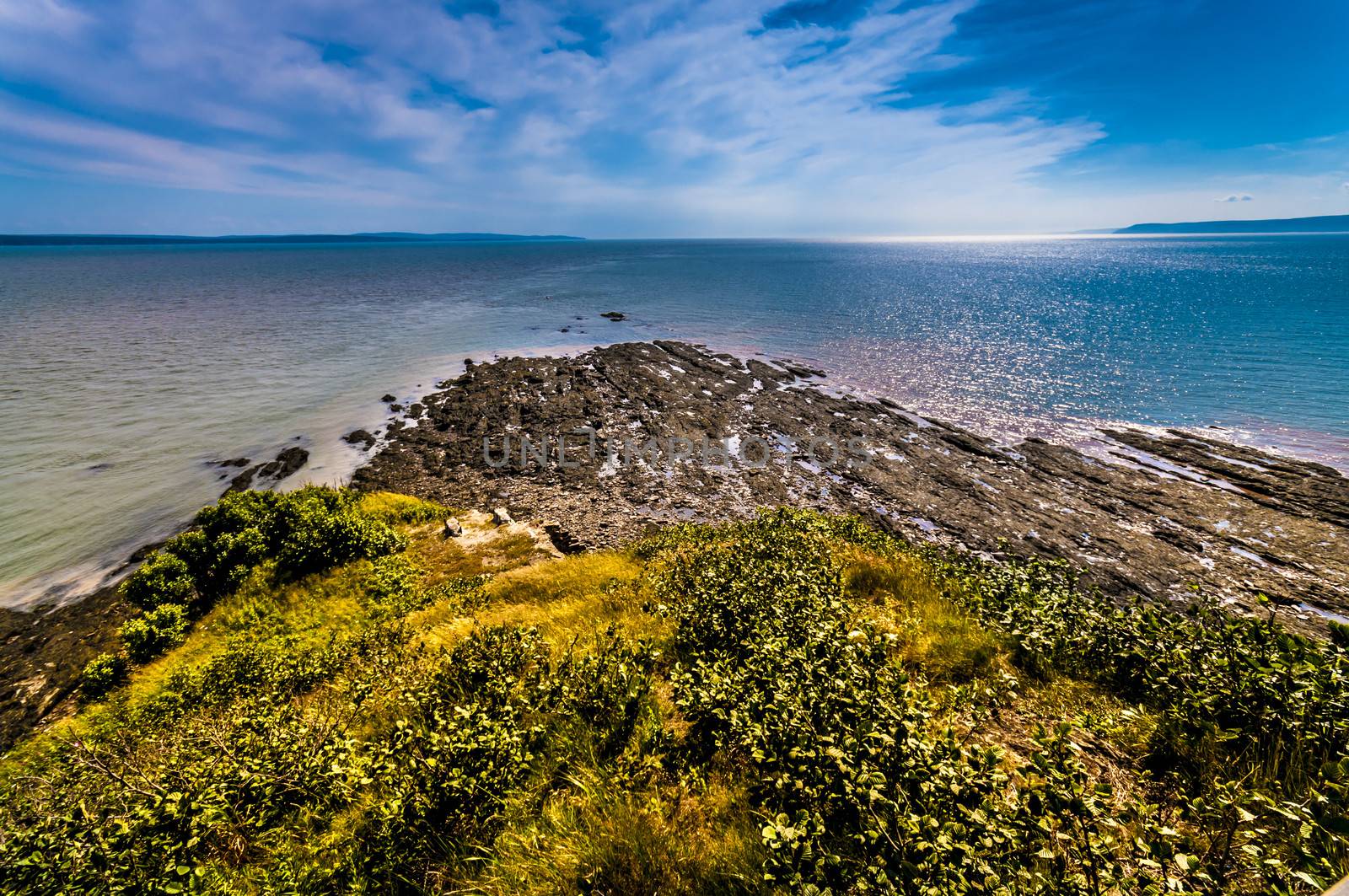 Eroded cliff and beach located in Cape Enrage New Brunswick Canada