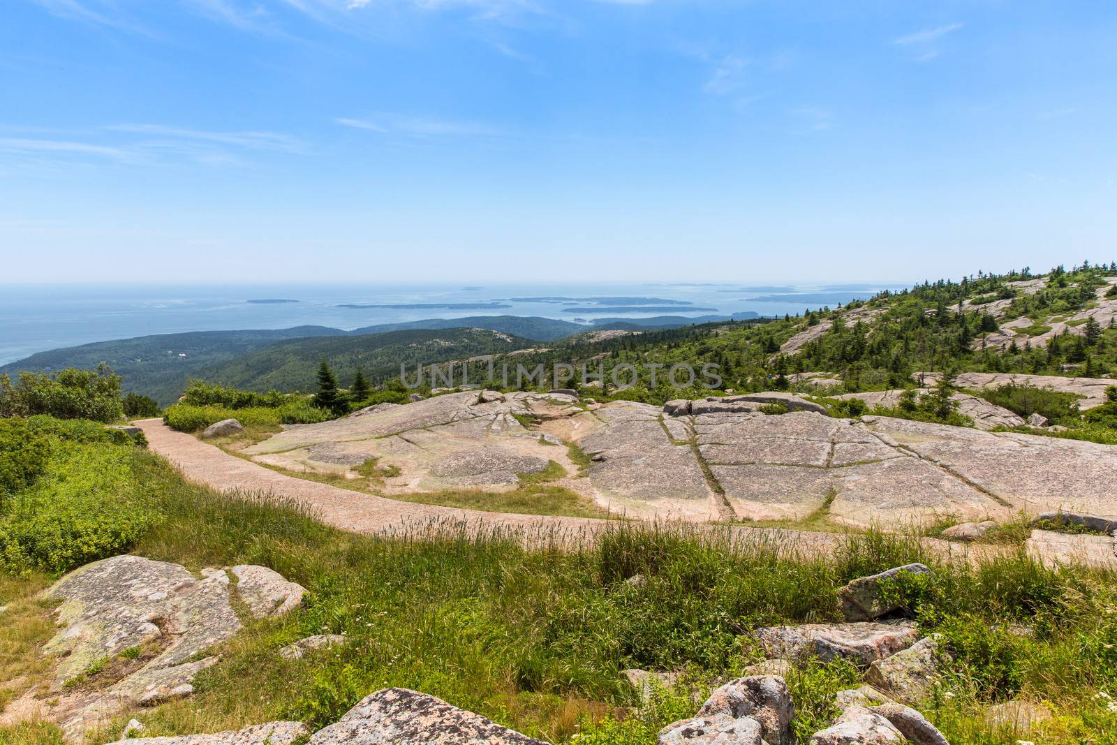 This image is of Cadillac Mountain in Acadia National Park. It rises 1500 feet above sea level.