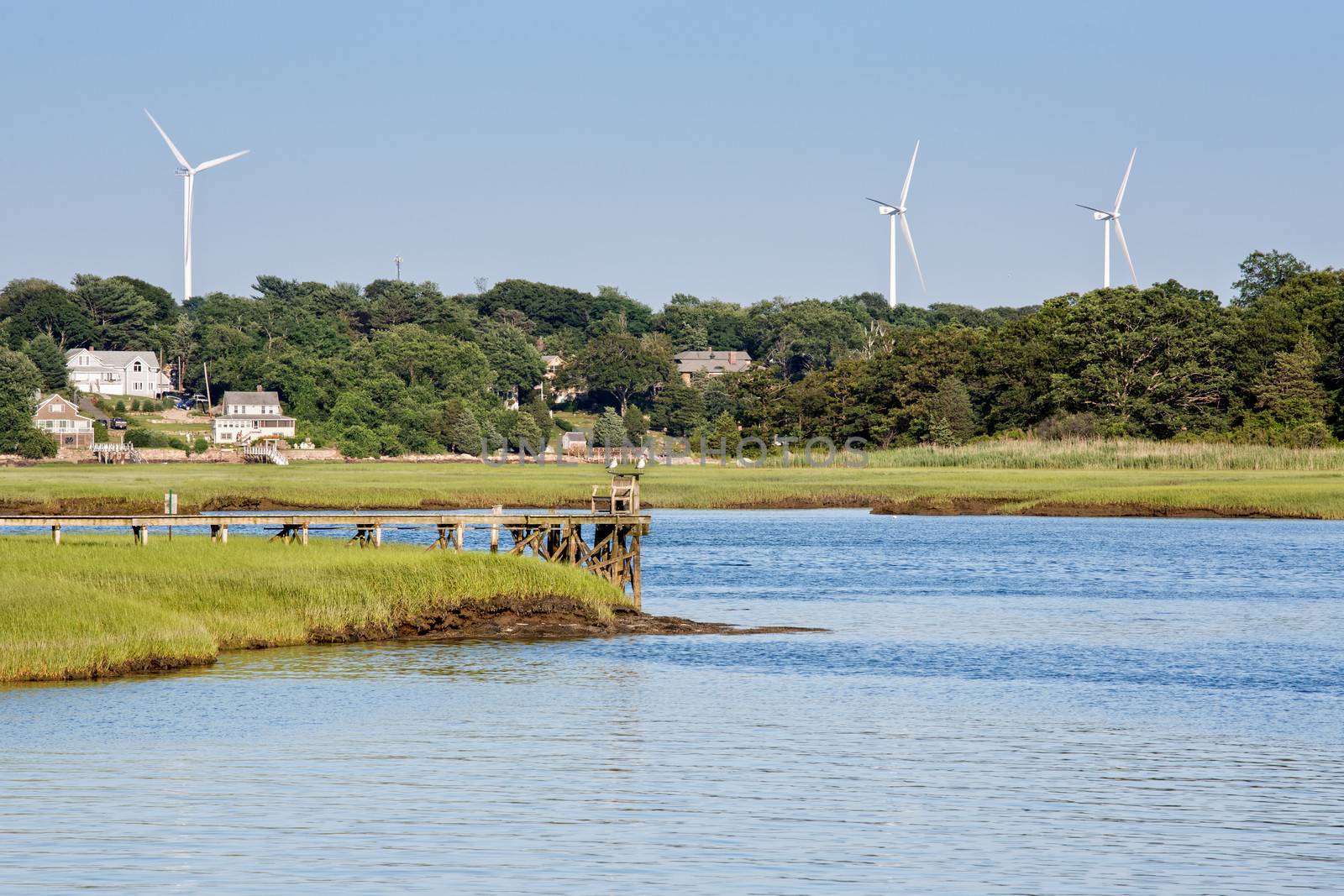 Three windmills stand over the beautiful Cape Ann area in Massachusetts.