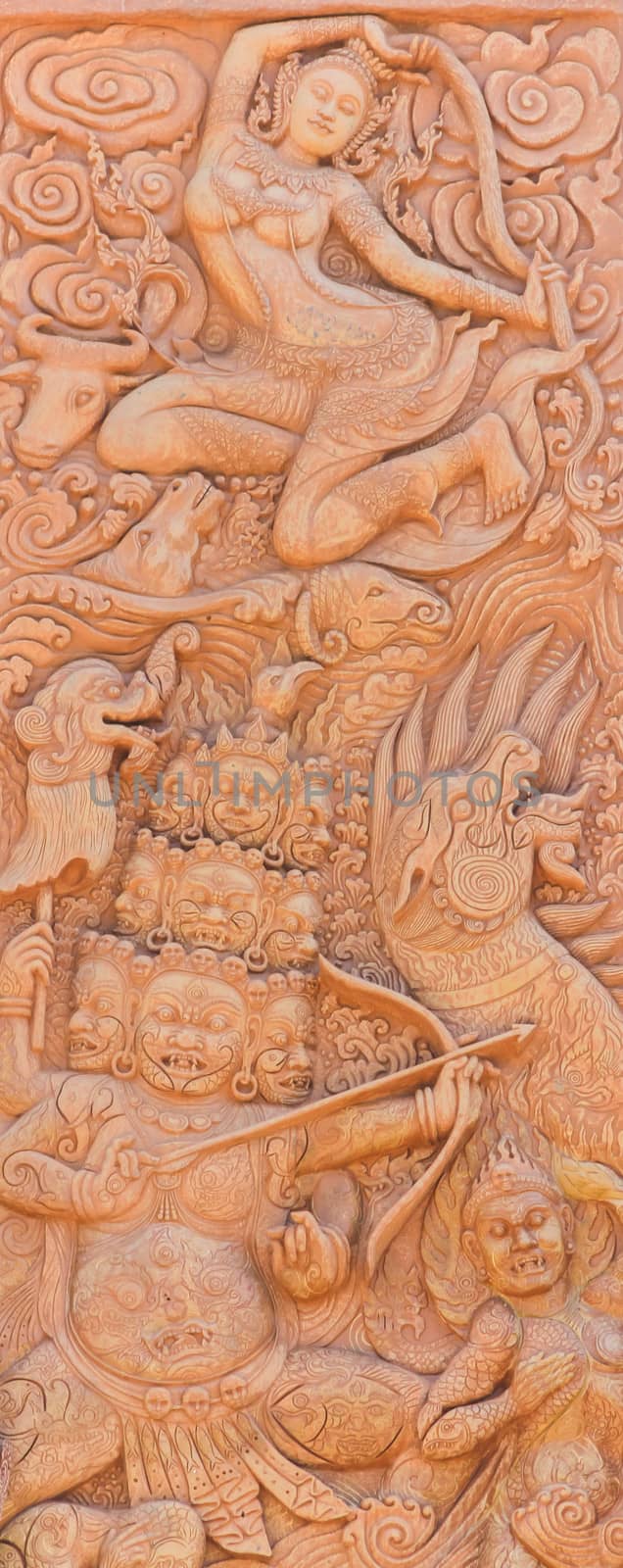thai art on stone plate in Phasornkaew temple