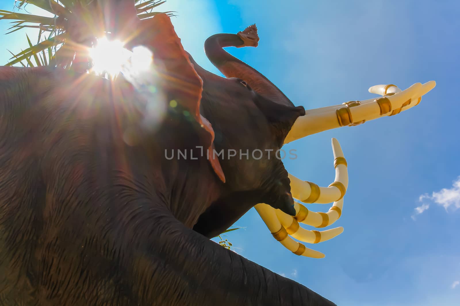 elephant statue in stone at a temple  in Phetchabun  province, Thailand