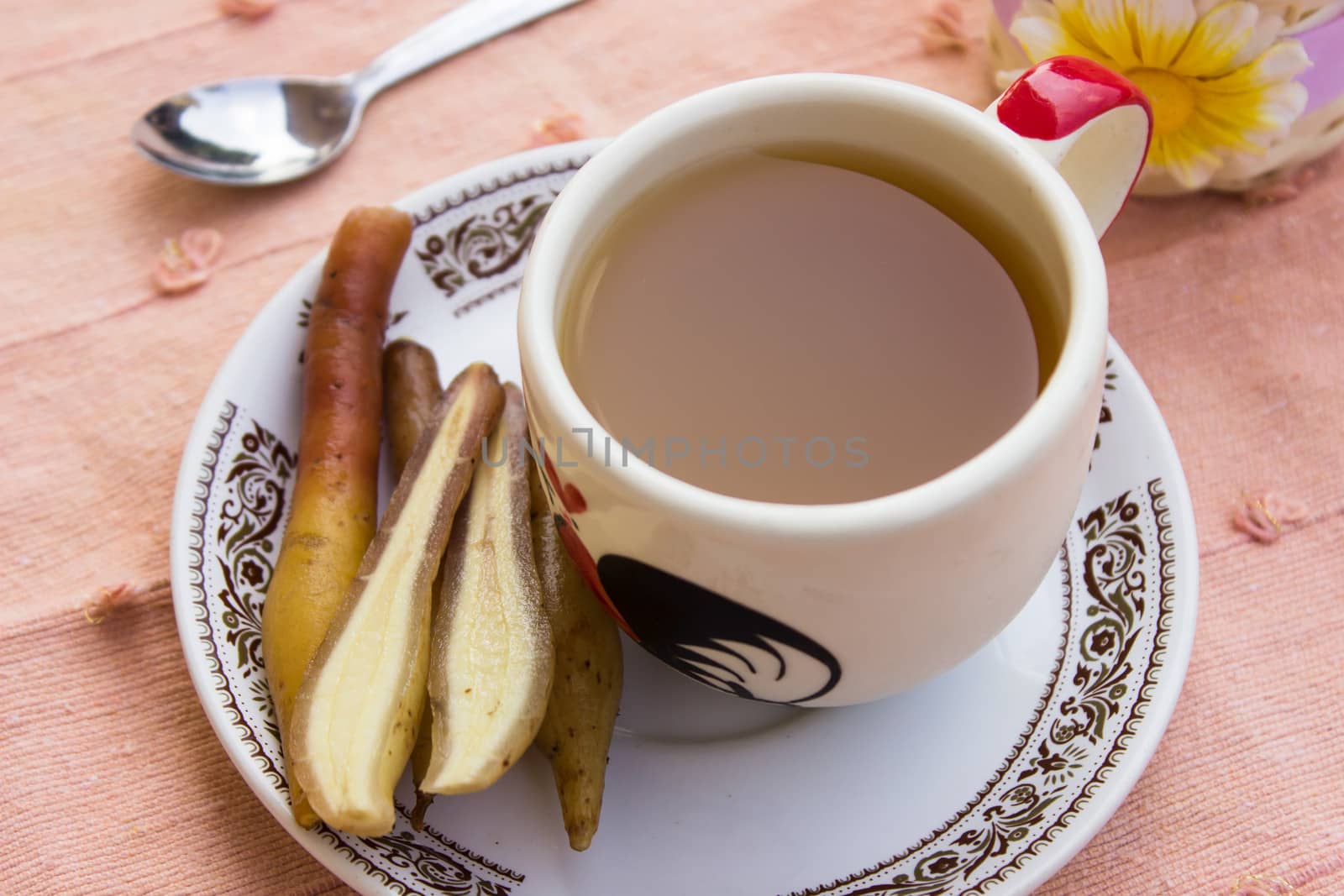 Fresh Chinese ginger or fingerroot juice herb.