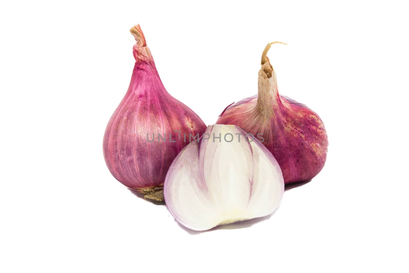 Shallots on white background.