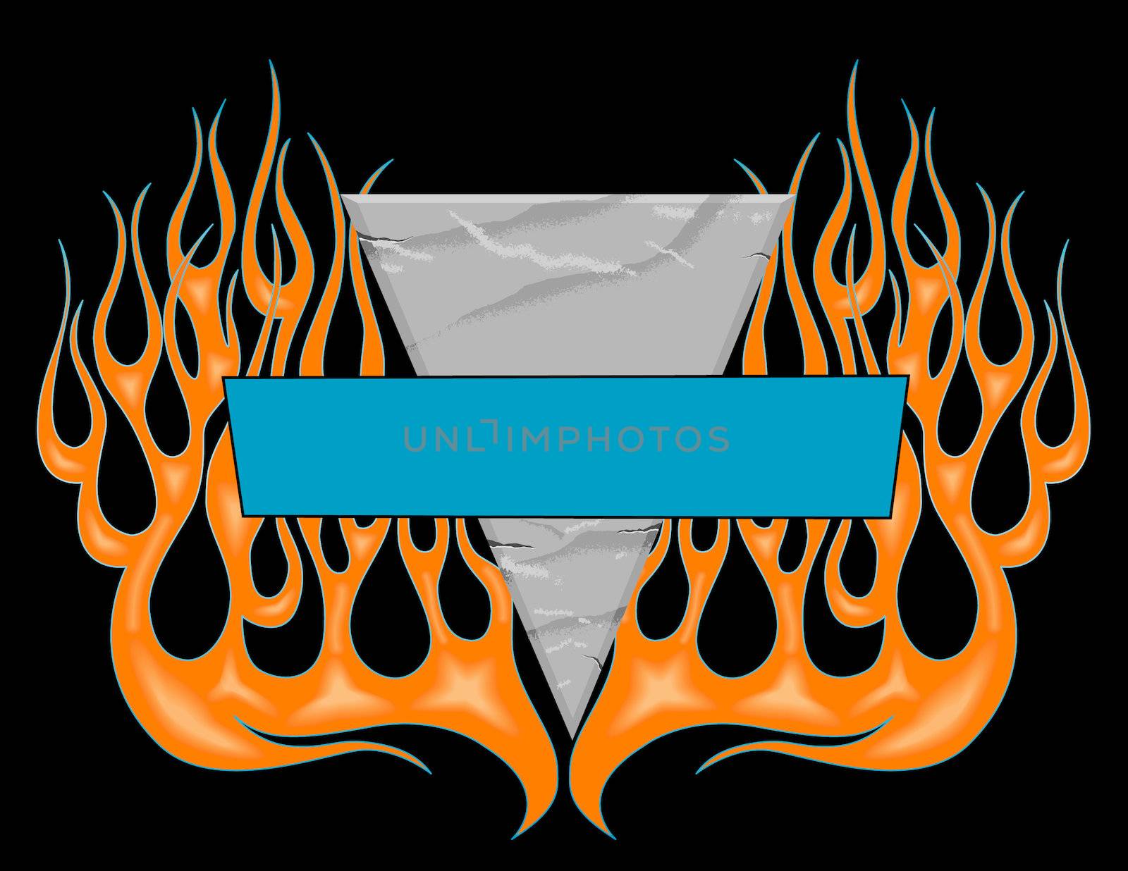 Fire and Rock Vector Banner