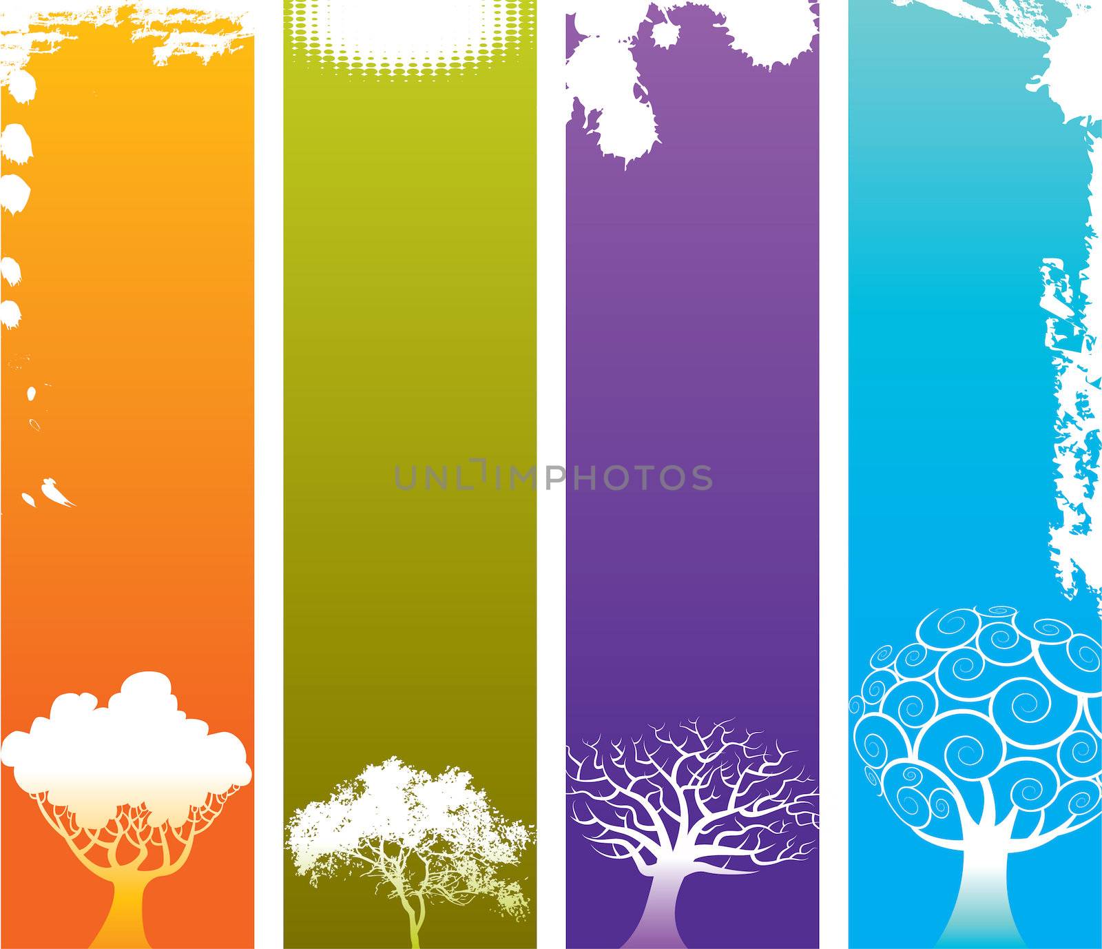 Grunge Tree Vector Banner