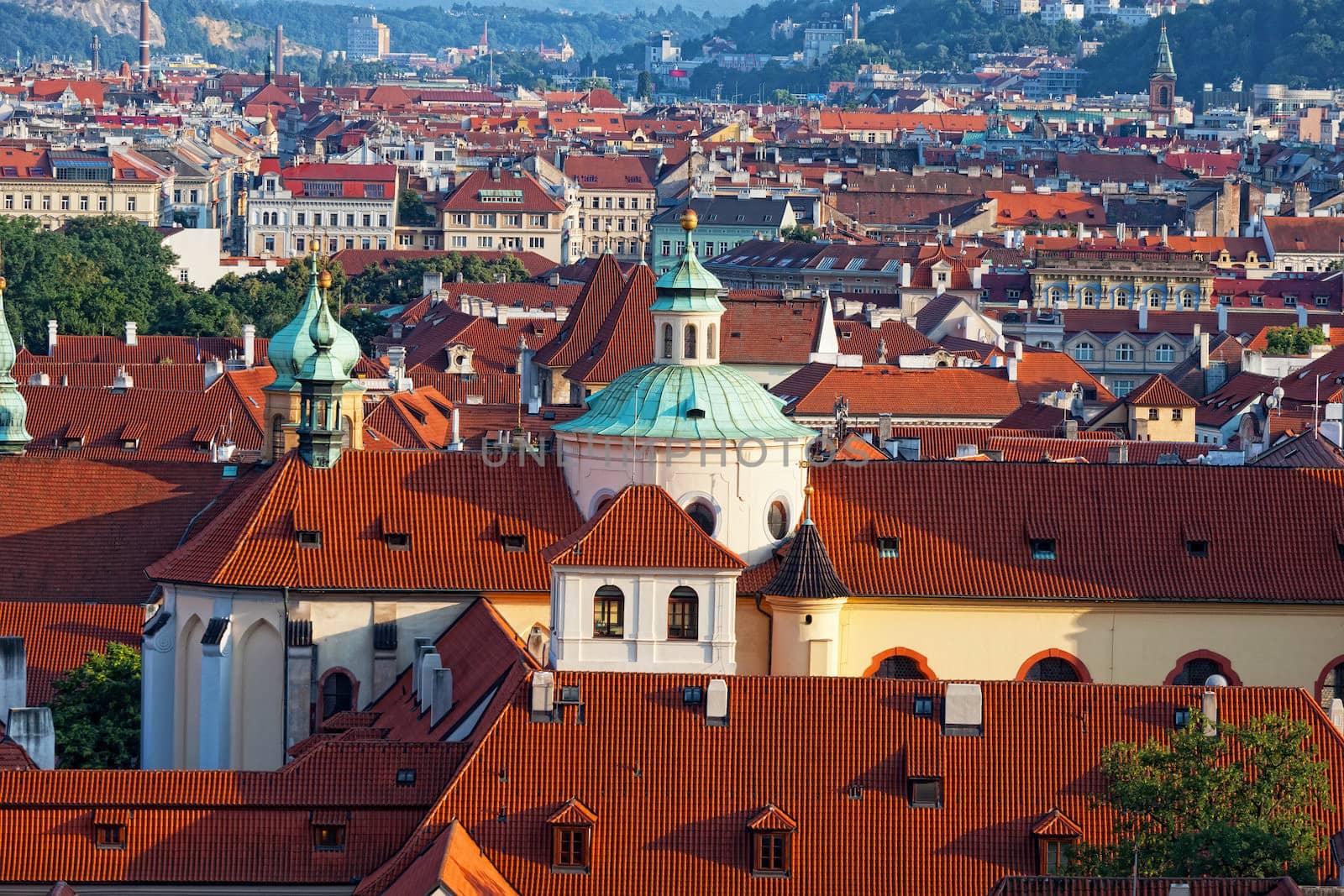 View of the historical districts of Prague from an observation deck