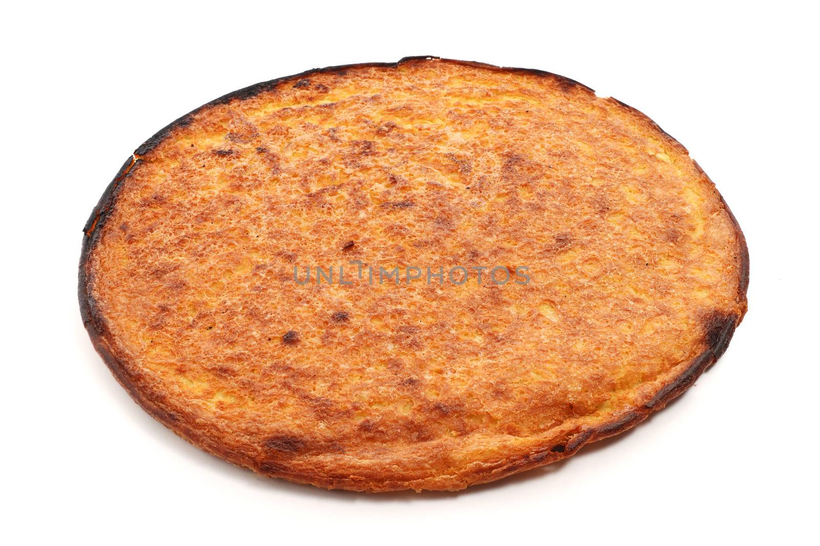 italian farinata baked with chickpea flour over white background