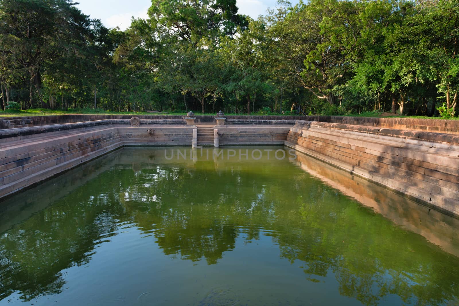 Ruins of the ancient city Anuradhapura, Sri Lanka. Kuttam Pokuna (twin ponds) are bathing tanks or pools in ancient Sri Lanka.