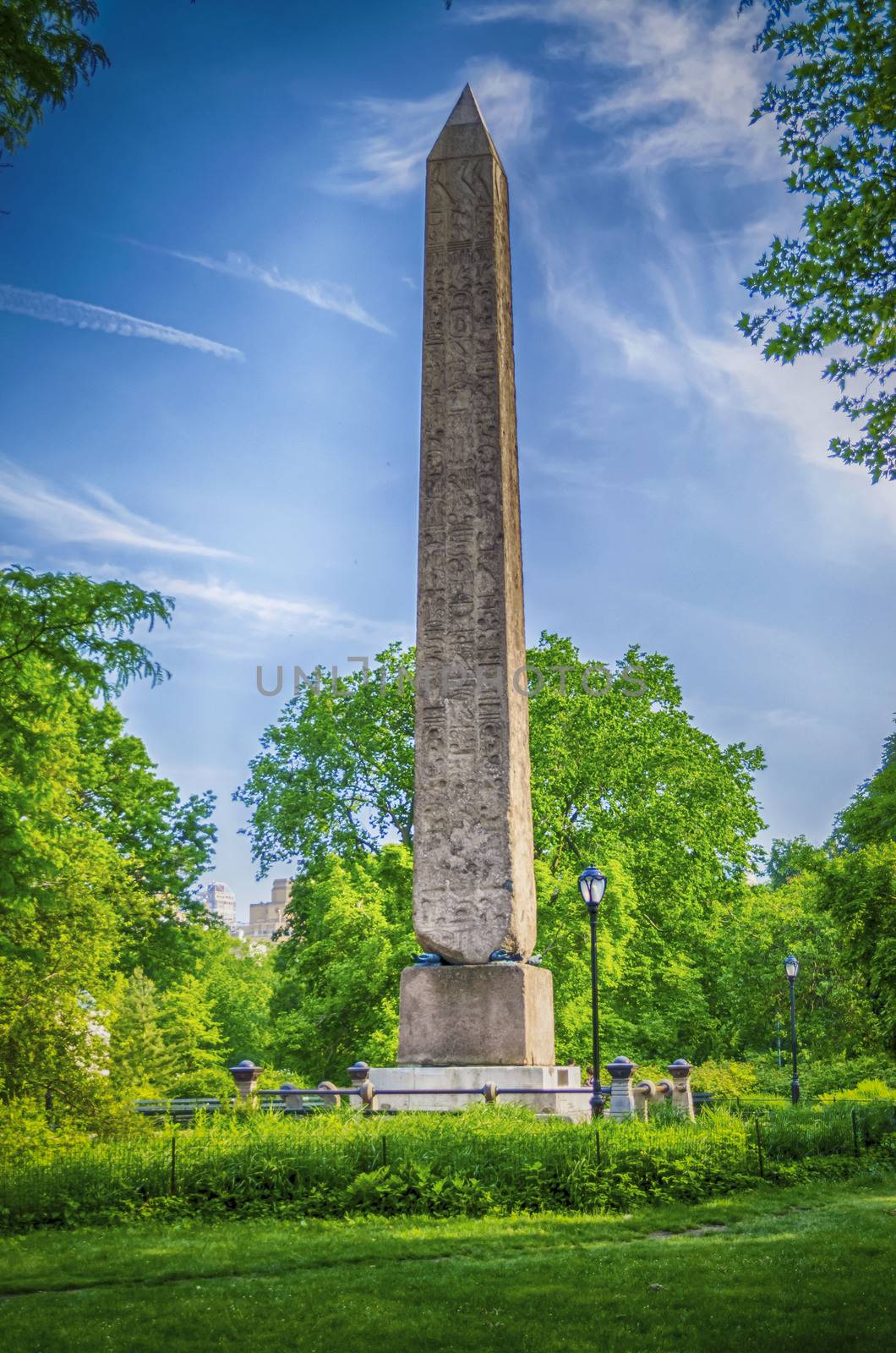 Famous Obelisk called Cleopatra's Needle in Central Park, New York
