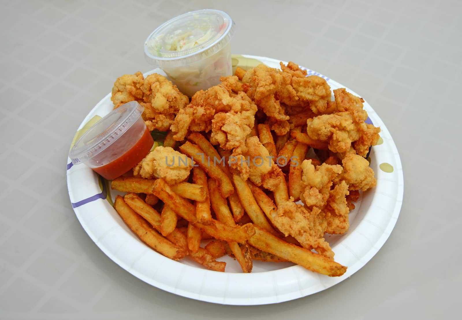 conch fritters and gator bites with french fries