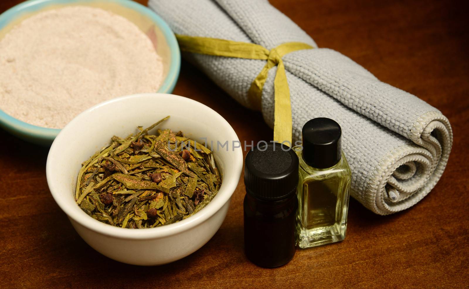 essential oils and herbs for aromatherapy spa treatment for wellness