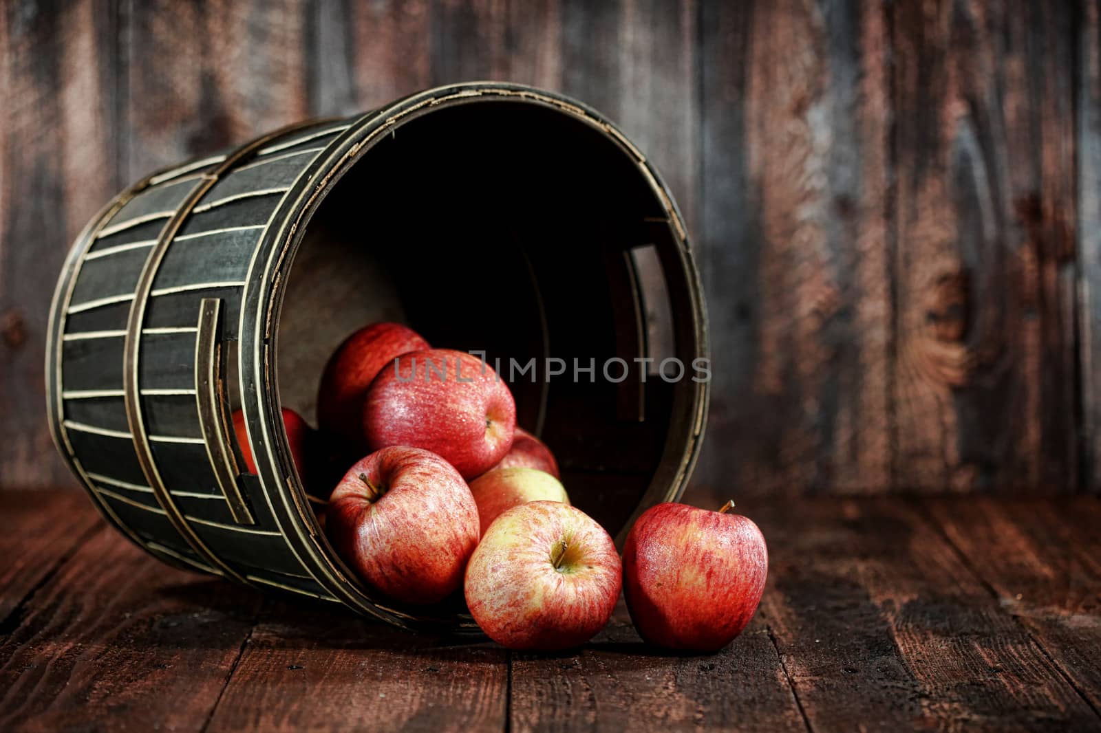  Red Apples on Wood Grunge  Background by tobkatrina