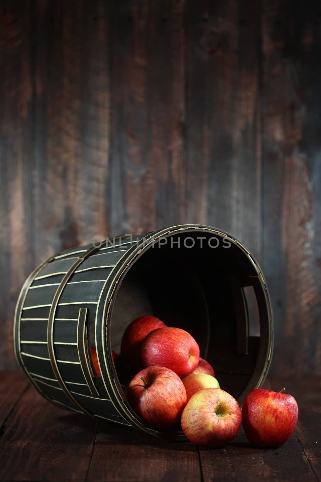  Red Apples on Wood Grunge  Background by tobkatrina