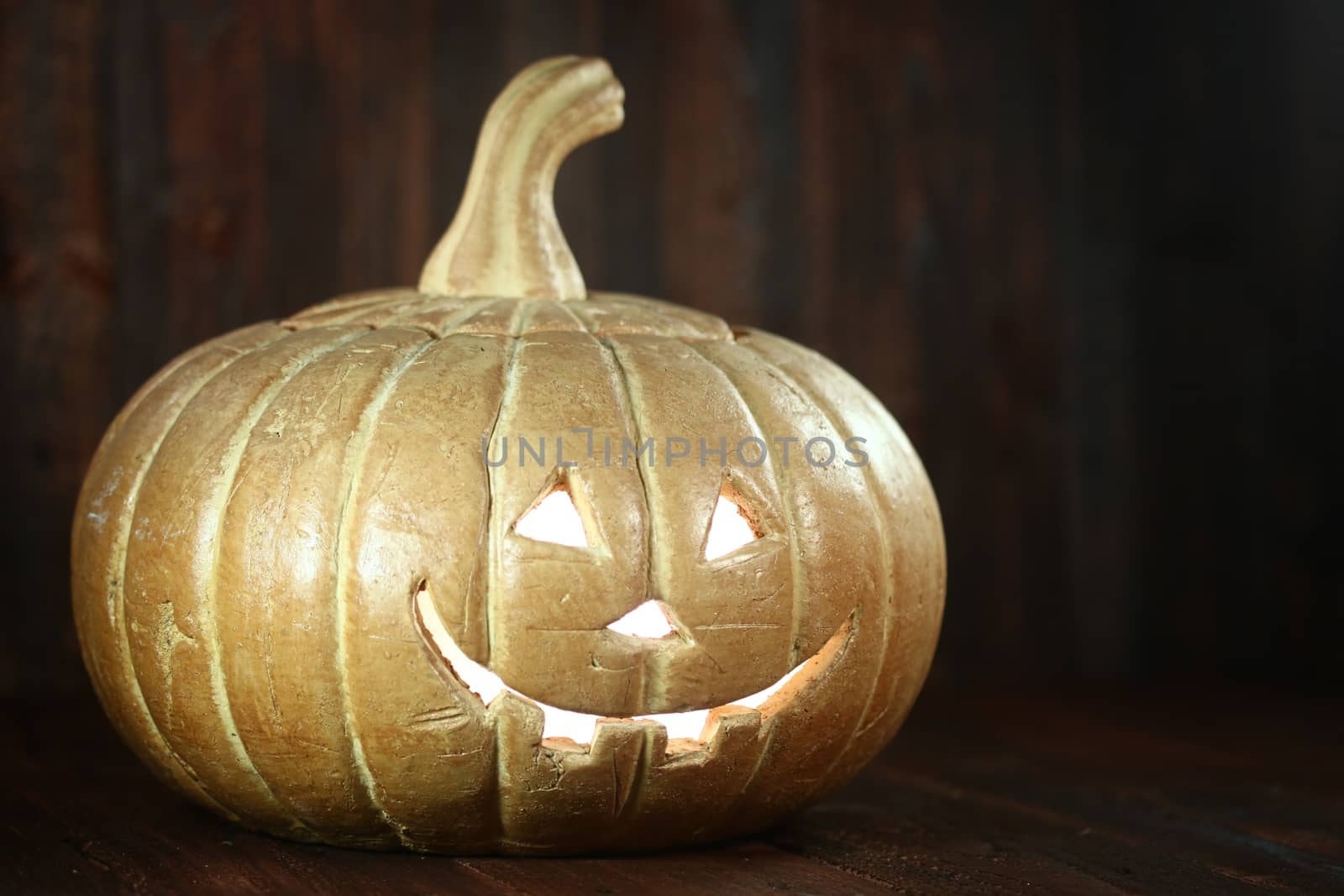 Halloween Pumpkin on Wood Grunge Rustick Background by tobkatrina