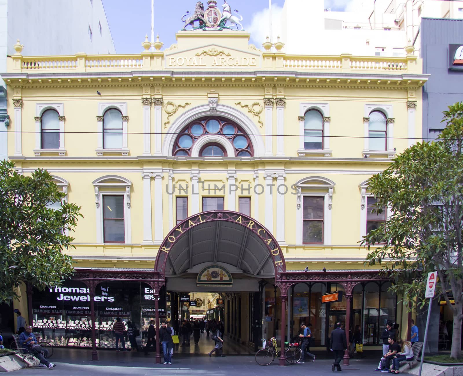 MELBOURNE, AUSTRALIA MAR 18TH: The Royal Arcade in Melbourne on March 18th 2013. Built in 1869, the arcade is listed in the Victorian Heritage Register.