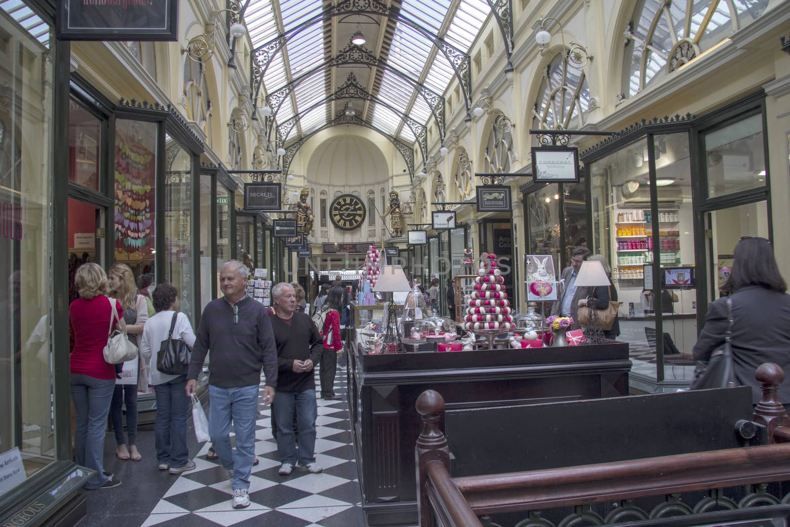 MELBOURNE, AUSTRALIA MAR 18TH: The Royal Arcade in Melbourne on March 18th 2013. Built in 1869, the arcade is listed in the Victorian Heritage Register.