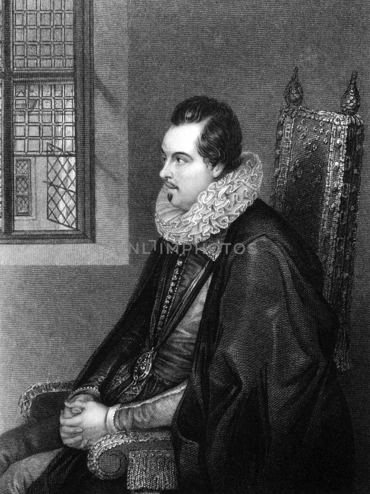 Charles Blount, 8th Baron Mountjoy (1563-1606) on engraving from 1830. English nobleman and soldier. Engraved by H.T.Ryall and published in ''Portraits of Illustrious Personages of Great Britain'',UK,1830.