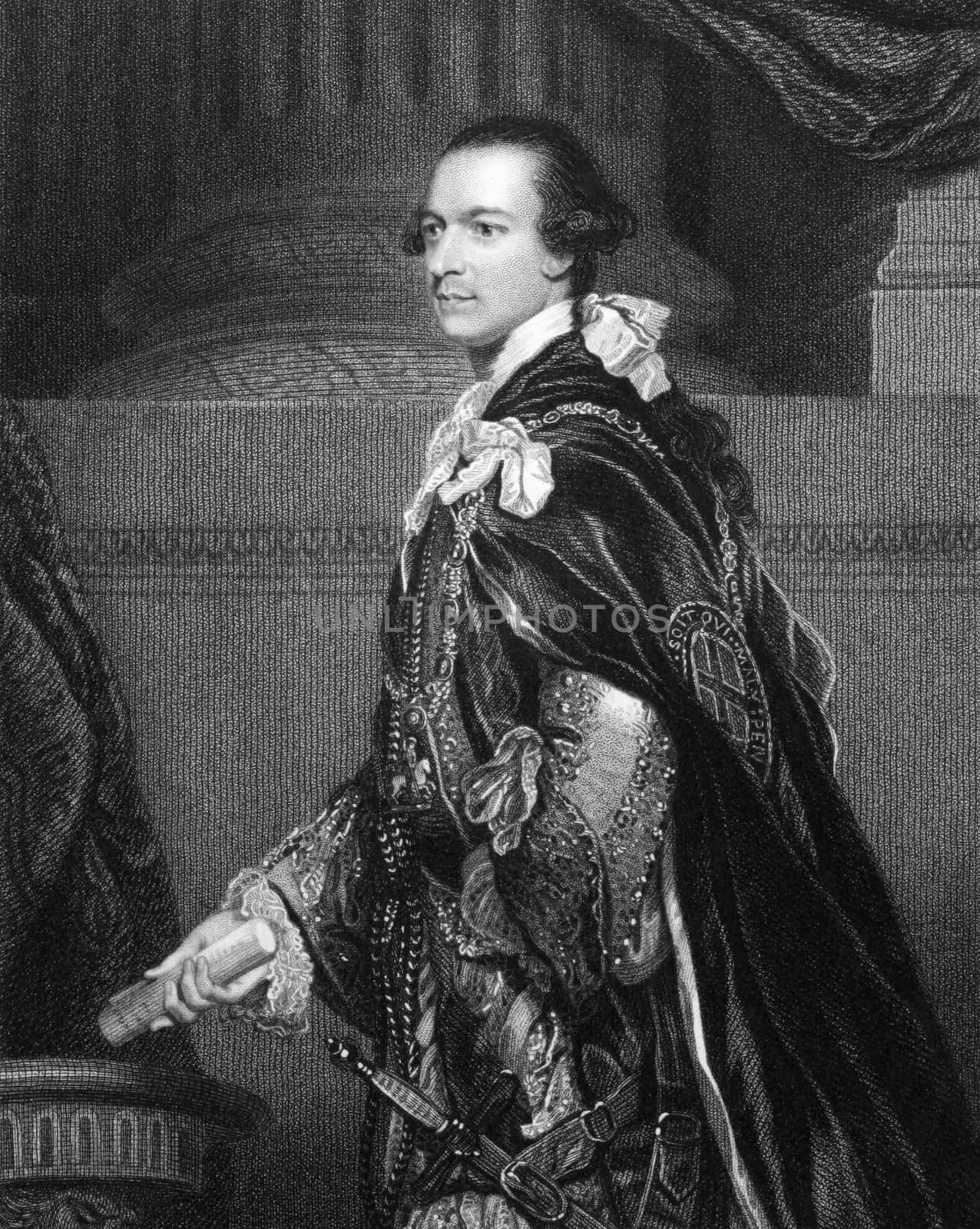 Charles Watson-Wentworth, 2nd Marquess of Rockingham (1730-1782) on engraving from 1832. British Whig statesman. Prime Minister of Great Britain.  Engraved by W.T.Mote and published in ''Portraits of Illustrious Personages of Great Britain'',UK,1832.