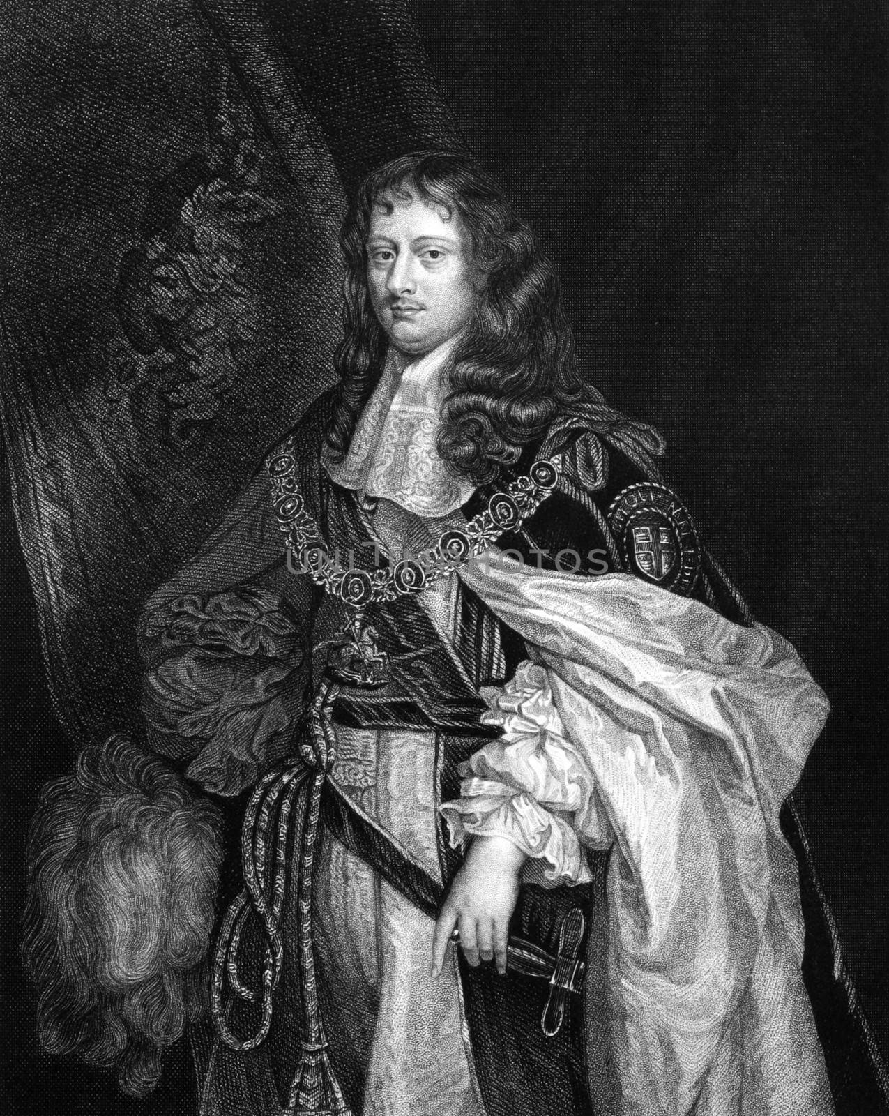 Edward Montagu, 1st Earl of Sandwich (1625-1672) on engraving from 1830. English Infantry officer who later became a naval officer and politician. Engraved by J.Cochran and published in ''Portraits of Illustrious Personages of Great Britain'',UK,1830.