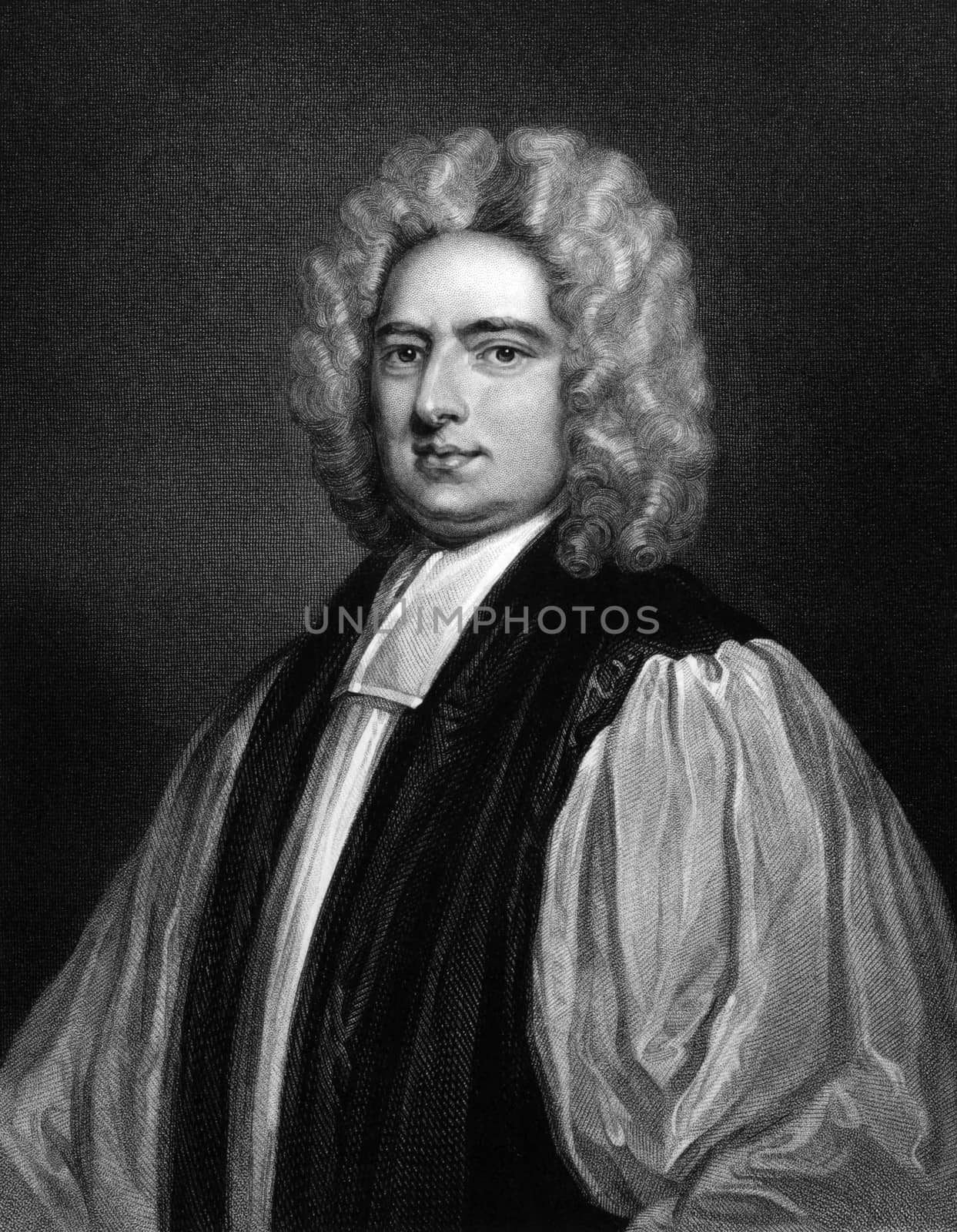 Francis Atterbury (1663-1732) on engraving from 1830.  English man of letters, politician and bishop. Engraved by H.T.Ryall and published in ''Portraits of Illustrious Personages of Great Britain'',UK,1830.