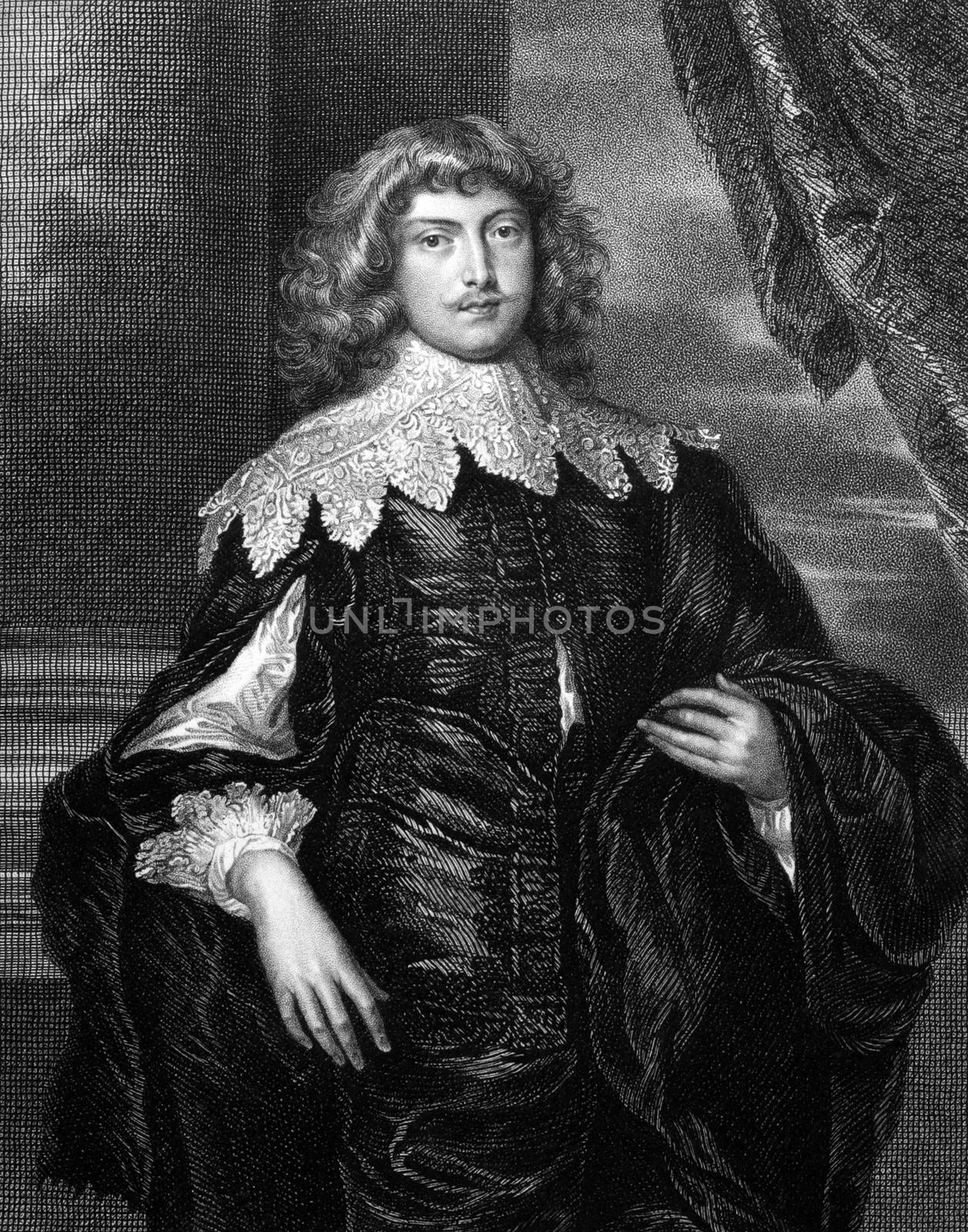 George Digby, 2nd Earl of Bristol (1612-1677) on engraving from 1830.  English politician. Engraved by T.Wright and published in ''Portraits of Illustrious Personages of Great Britain'',UK,1830.
