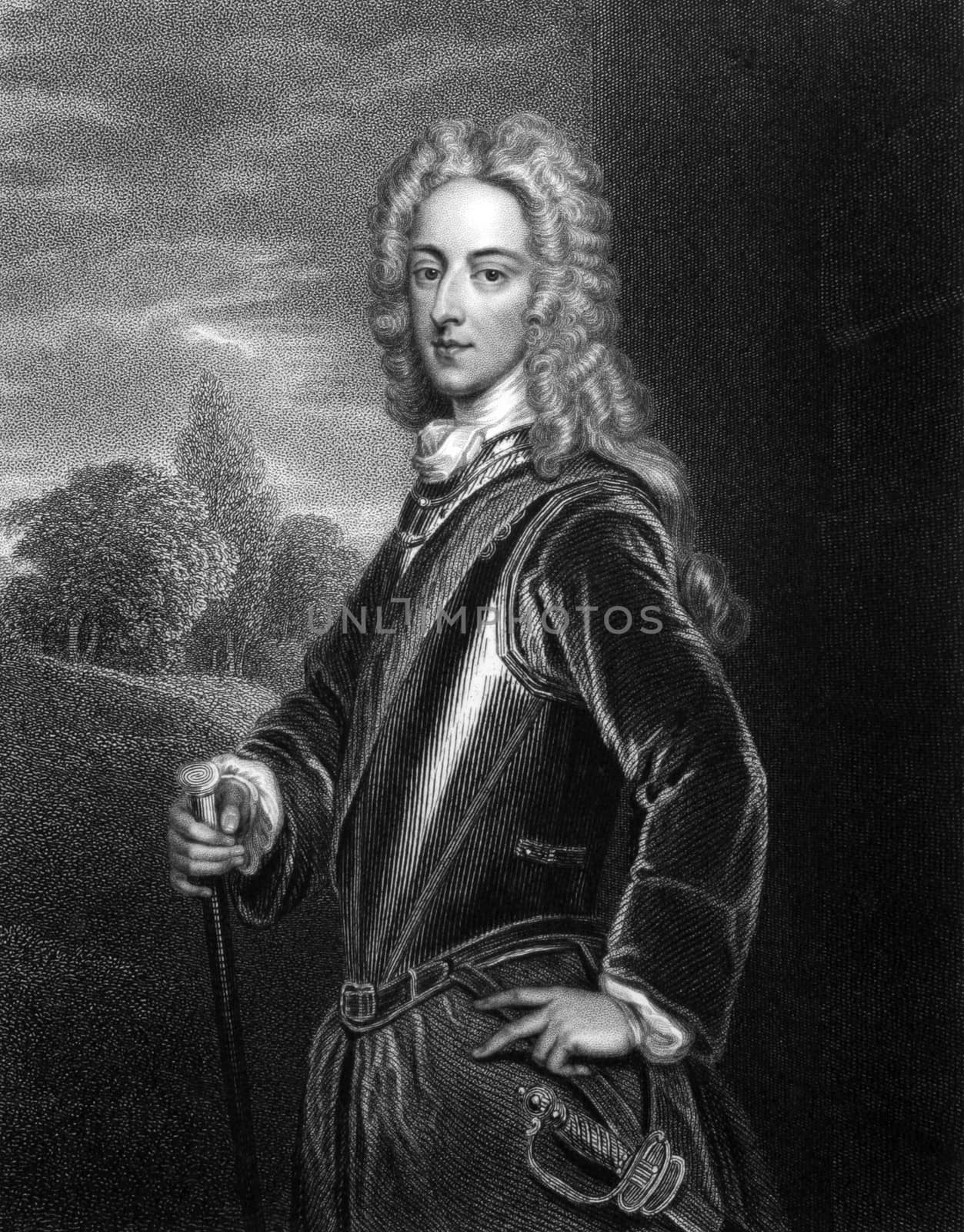 John Montagu, 2nd Duke of Montagu (1690-1749) on engraving from 1830. British peer. Engraved by W.Finden and published in ''Portraits of Illustrious Personages of Great Britain'',UK,1830.