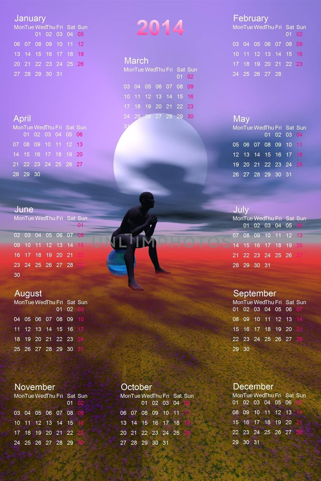 calendar 2014 and meditation