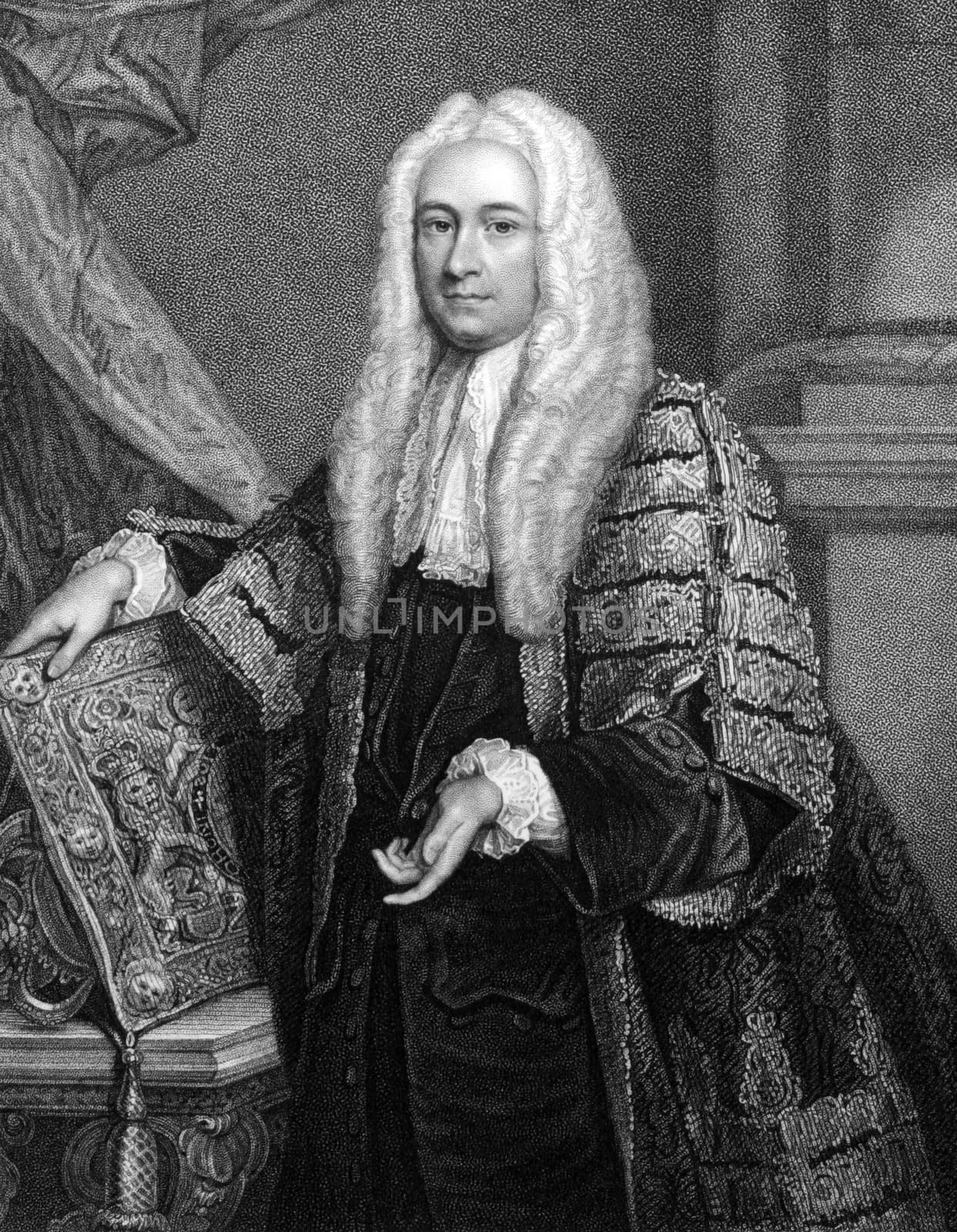 Philip Yorke, 1st Earl of Hardwicke (1690-1764) on engraving from 1832. English lawyer and politician. Engraved by W.T.Fry and published in ''Portraits of Illustrious Personages of Great Britain'',UK,1832.