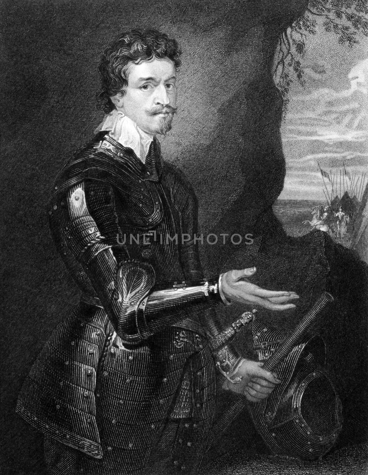 Thomas Wentworth, 1st Earl of Strafford (1593-1641) on engraving from 1829. English statesman and a major figure in the period leading up to the English Civil War. Engraved by H.Robinson and published in ''Portraits of Illustrious Personages of Great Britain'',UK,1829.