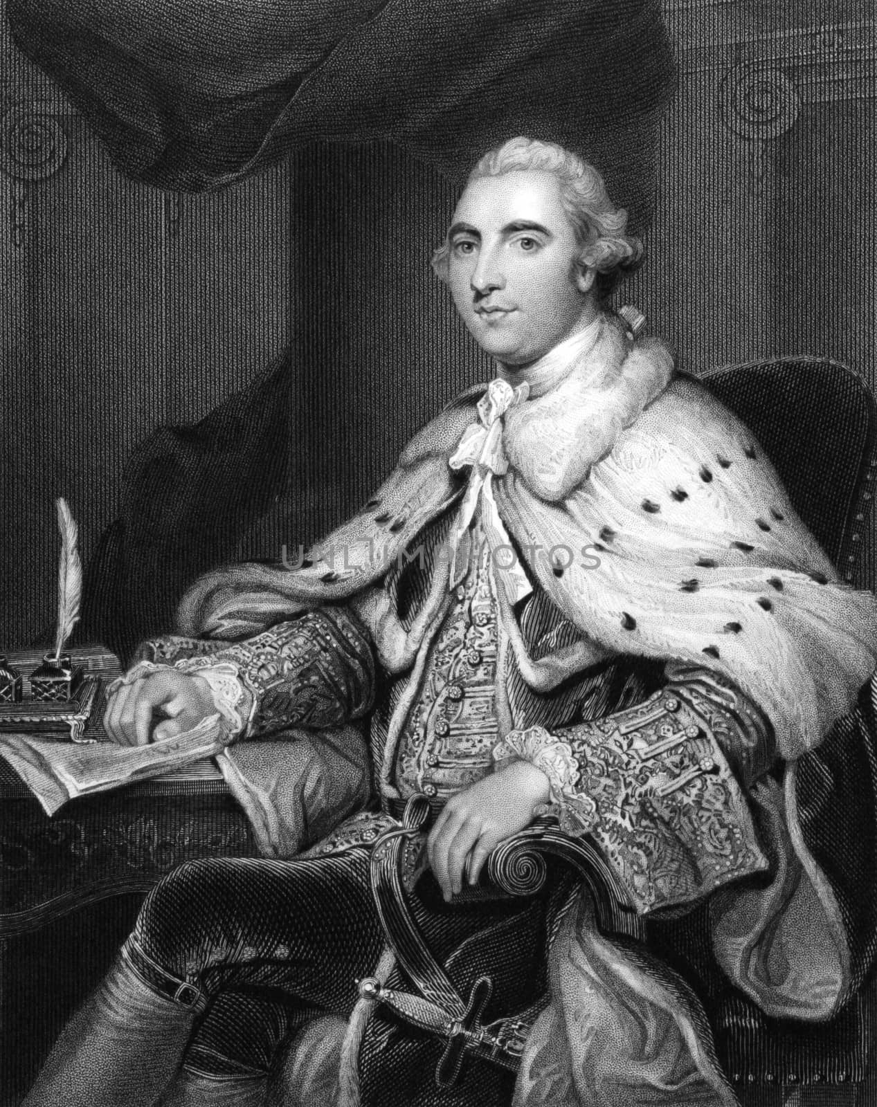 William Petty, 2nd Earl of Shelburne (1737-1805) on engraving from 1834. Prime Minister of Great Britain during 1782-1783. Engraved by H.Robinson and published in ''Portraits of Illustrious Personages of Great Britain'',UK,1834.