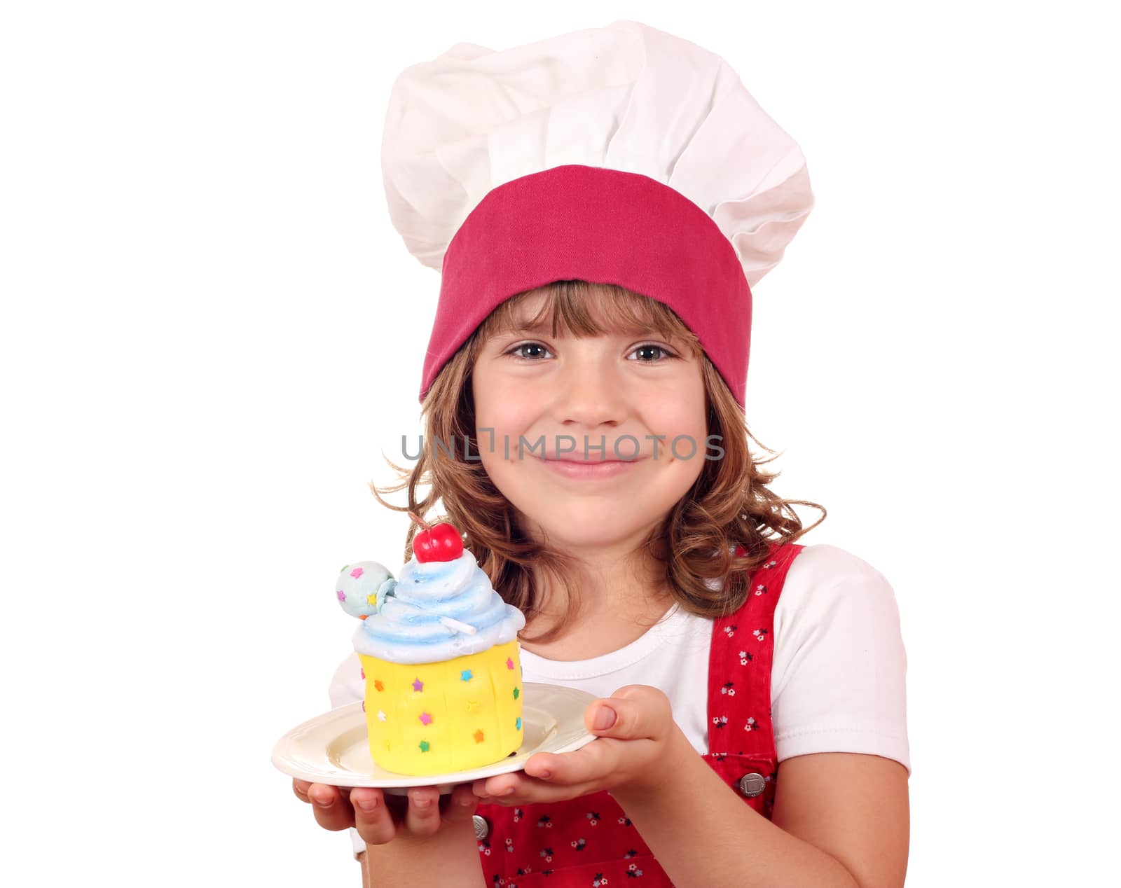 little girl cook with sweet cake by goce