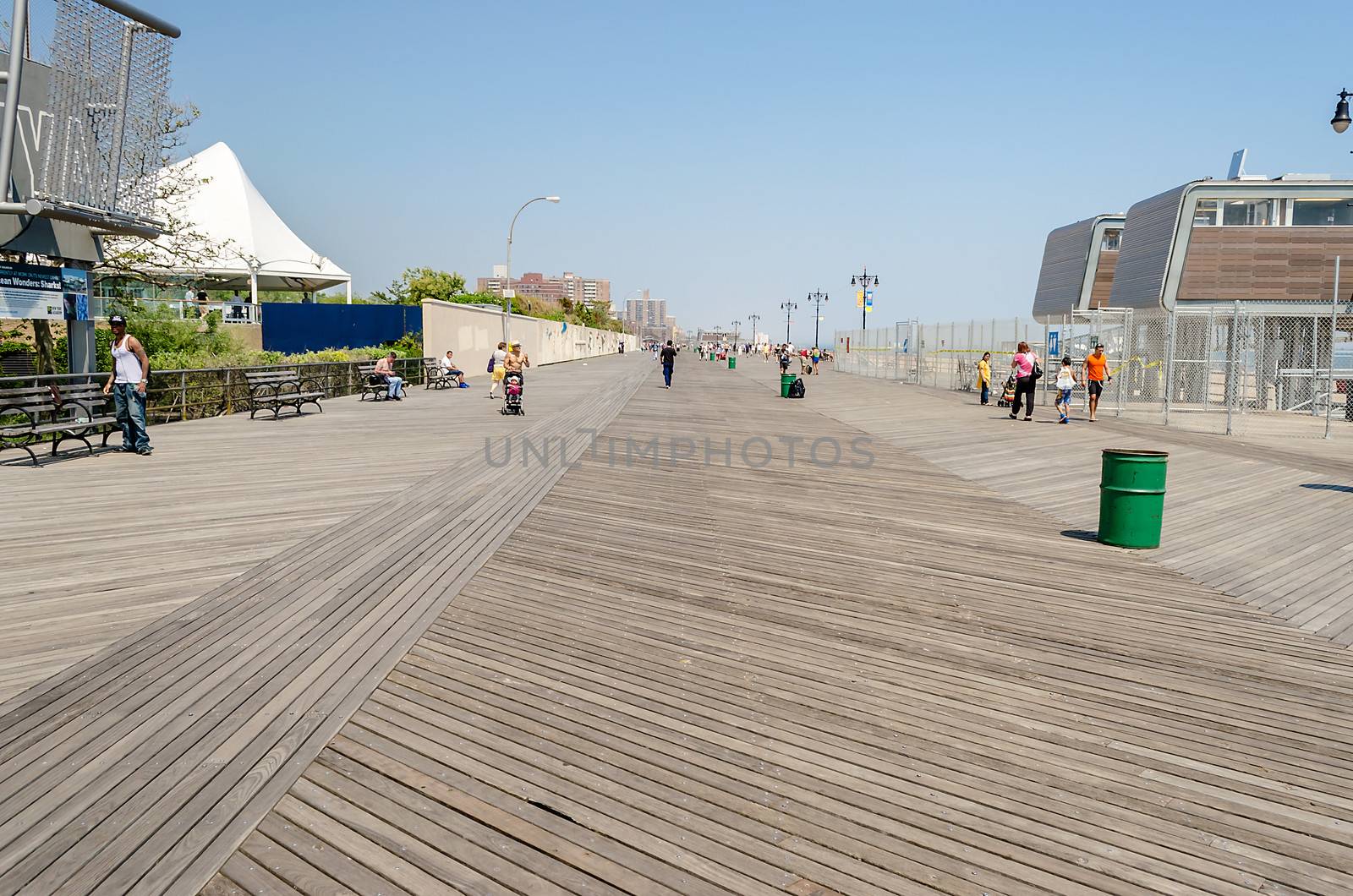 Wooden Boardwalk in Coney Island, NY by marcorubino