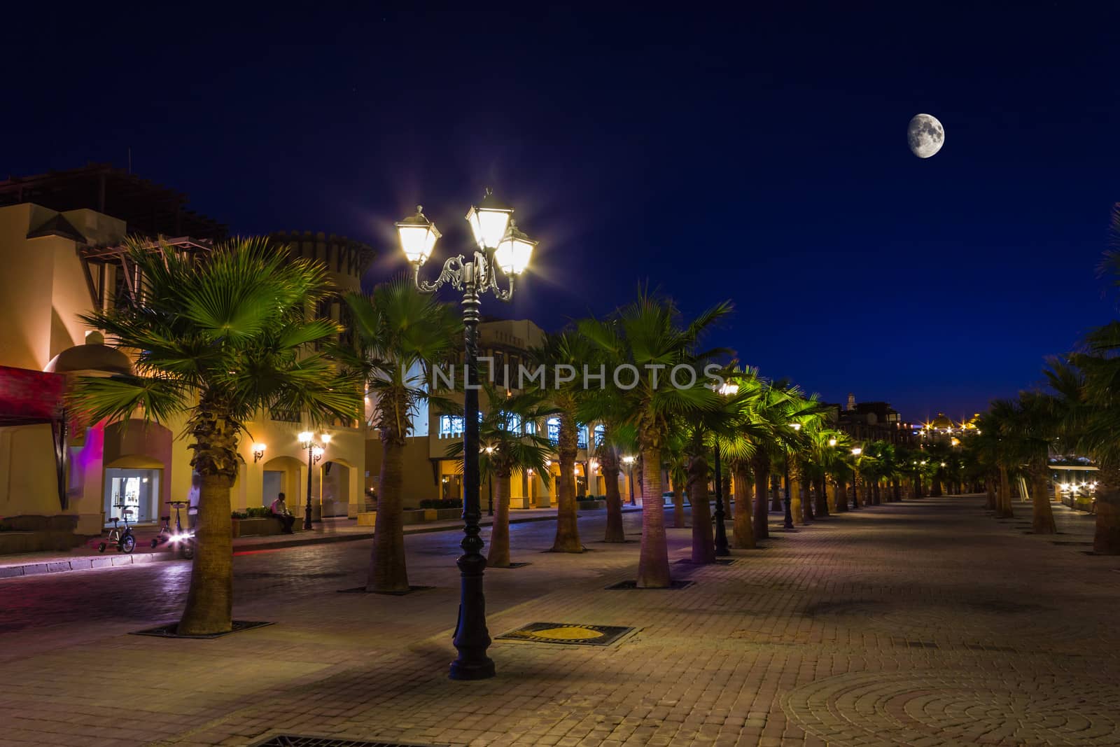 Quay  resort of Hurghada at night by oleg_zhukov