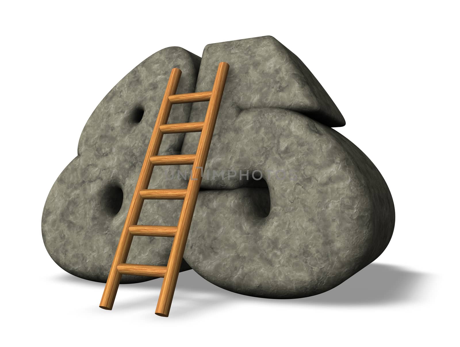 ladder leans on stone number eighty five - 3d illustration