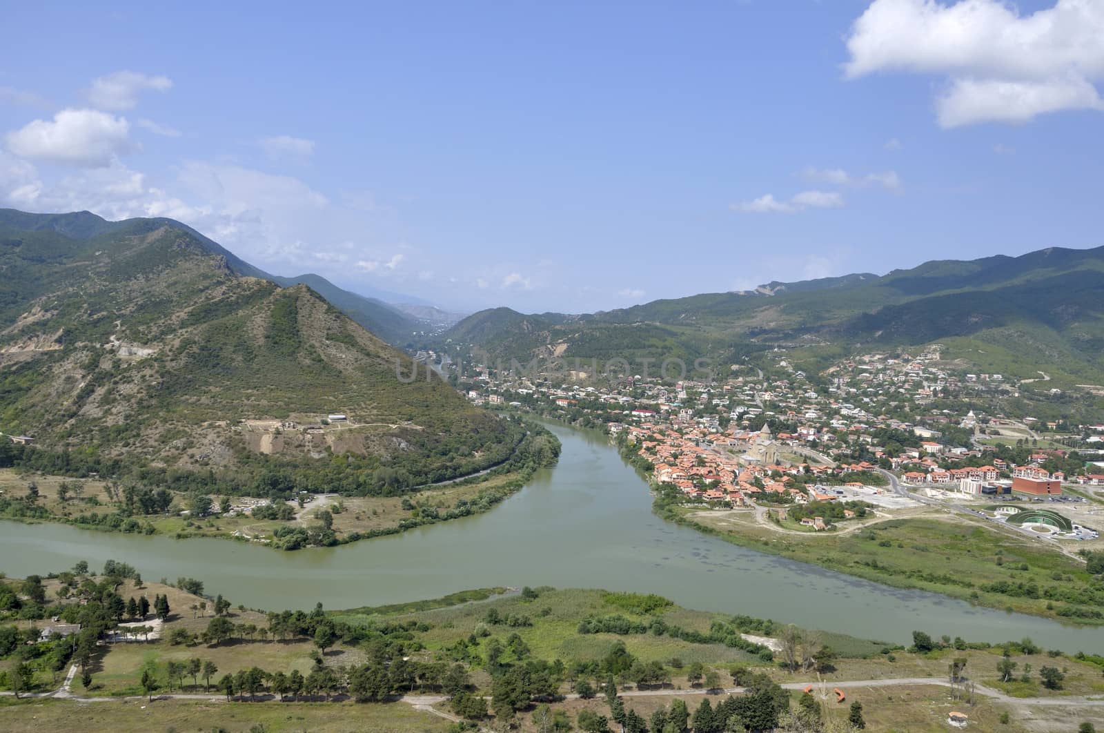 view from Djvari on the river Kura and Aragva