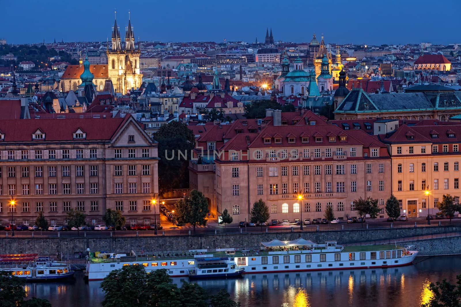 View of night Prague, Czech Republic by elena_shchipkova