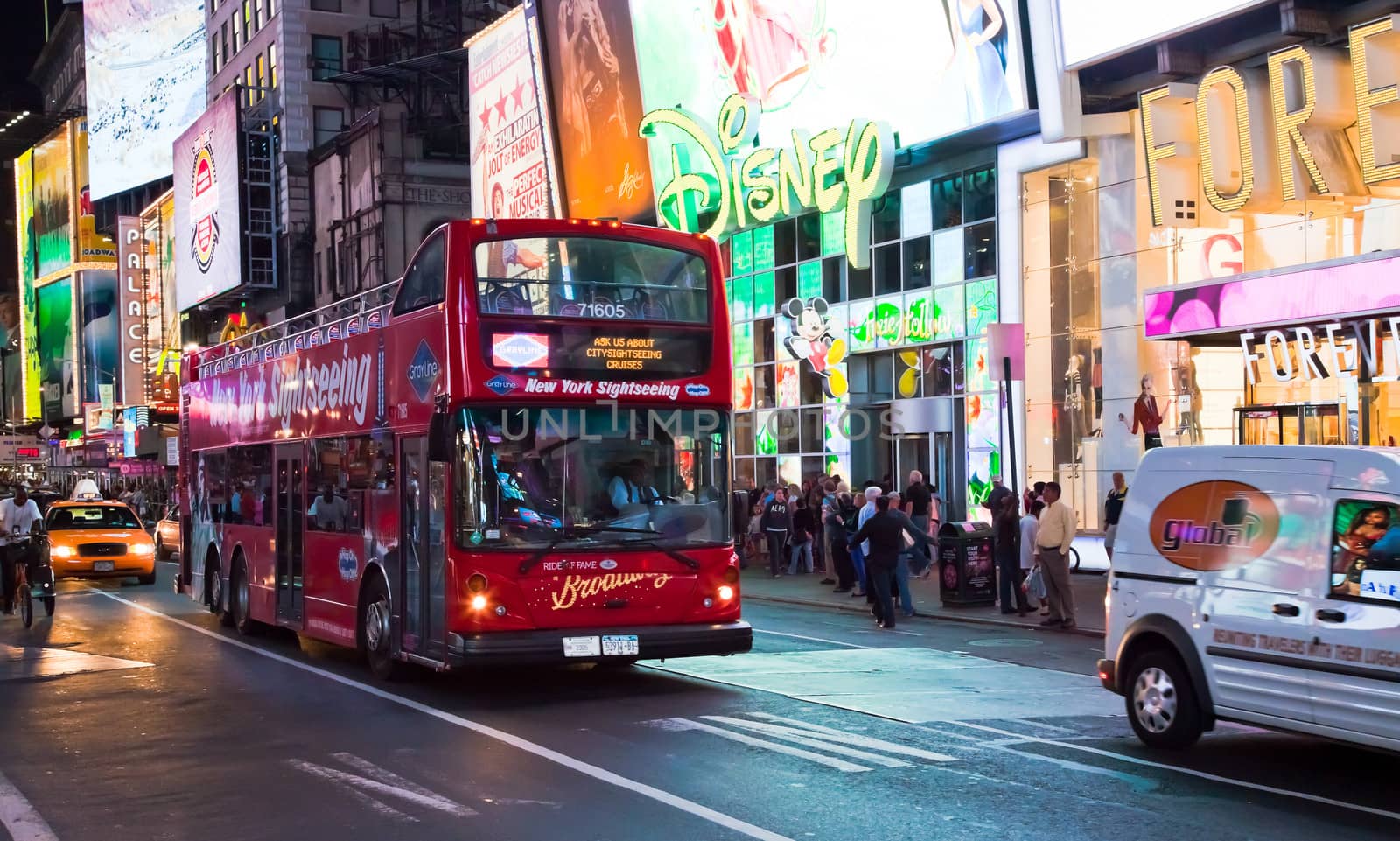 NEW YORK CITY, USA-SEPTEMBER 21:Times Square, featured with Broadway Theaters, Sightseeing Busses, Taxi Cabs and animated LED signs, is a symbol of New York City and the United States. Taken in Manhattan, New York City on September 21, 2012