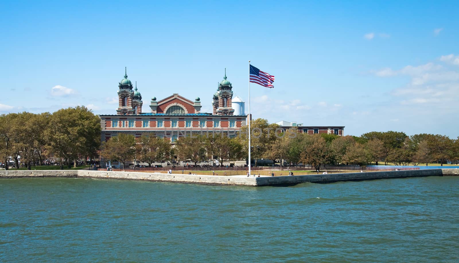 Main immigration building on Ellis Island in New York harbor
