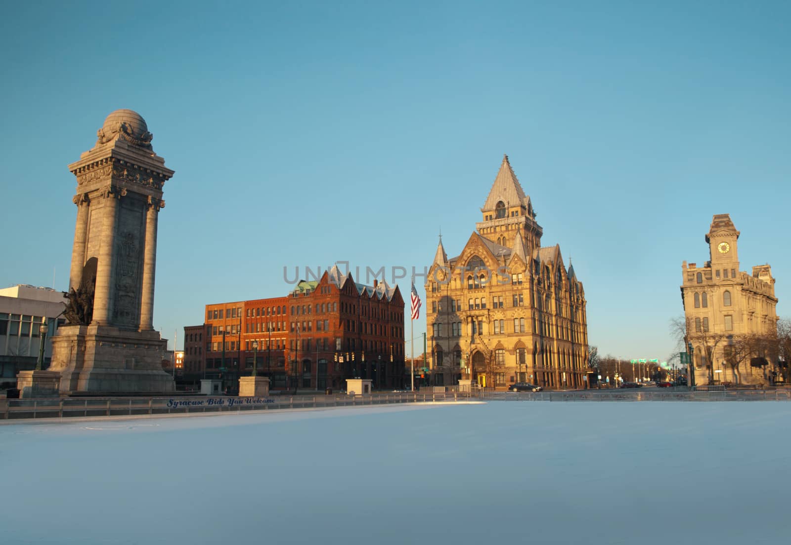 view of syracuse, new york in the wintertime