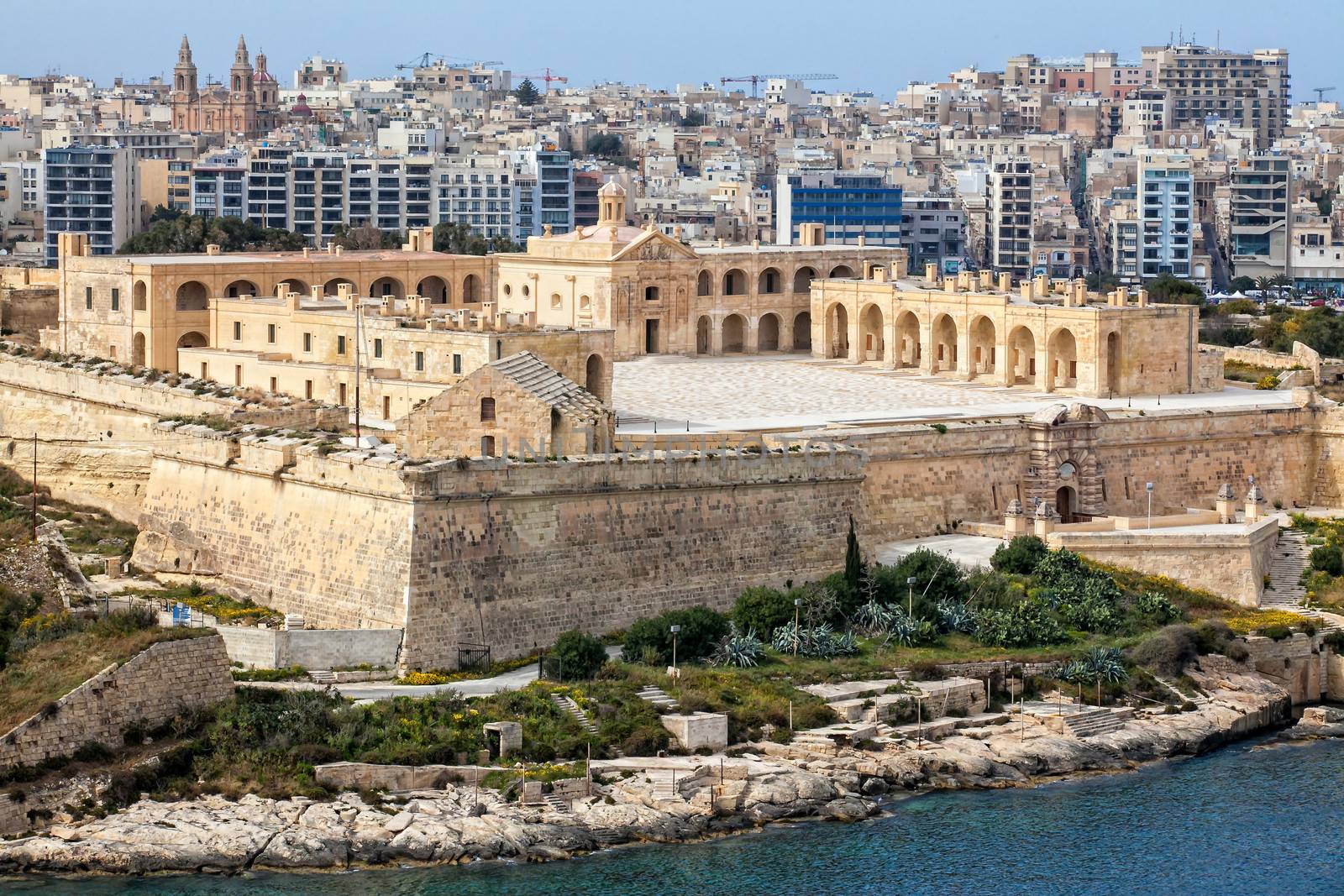Fort Manoel as seen from Hastings Gardens in Valletta.