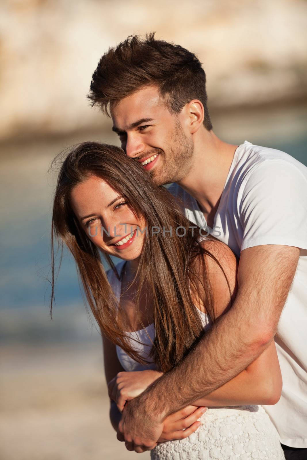 attractive young couple in love having fun in summer holidays vacation