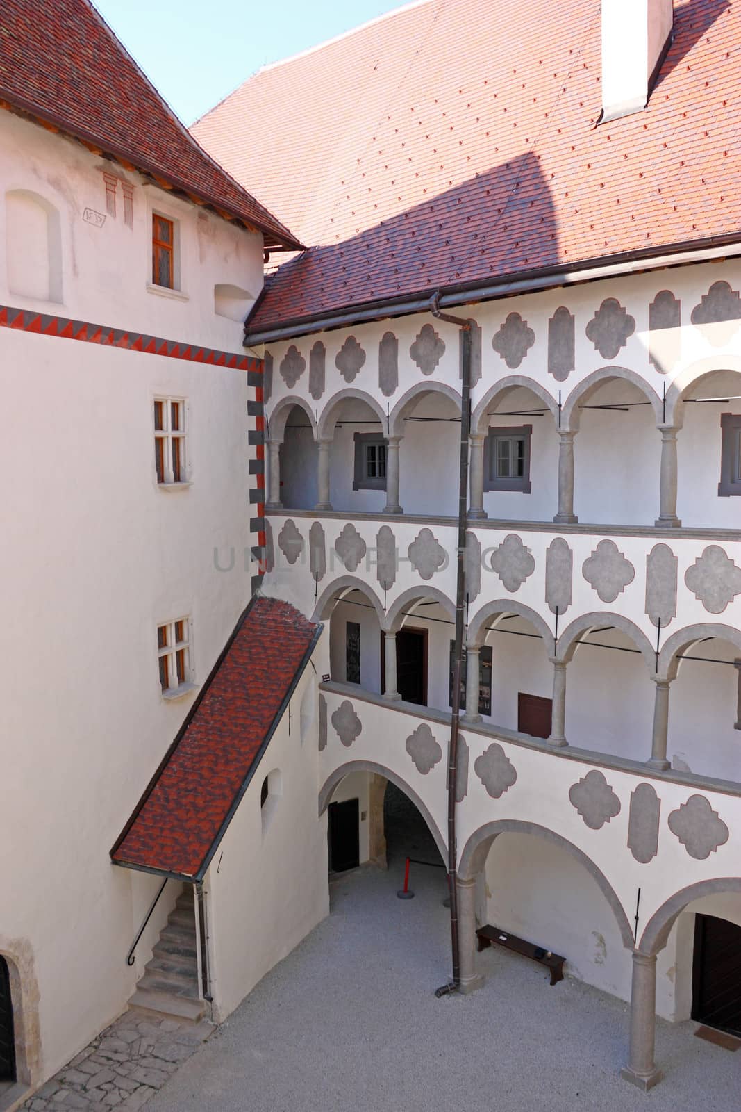 Veliki Tabor, fortress and museum in northwest Croatia, ild medieval castle yard, dating from the 12th century