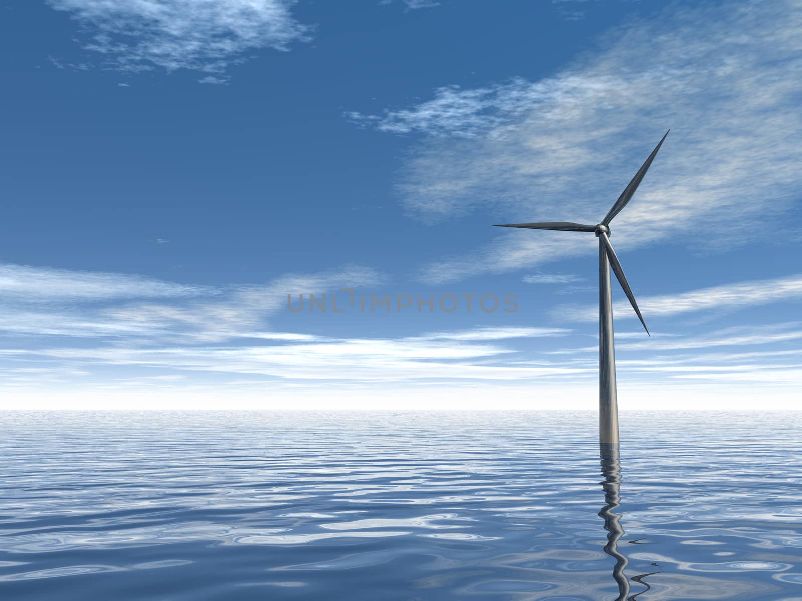 windmill at water - 3d illustration