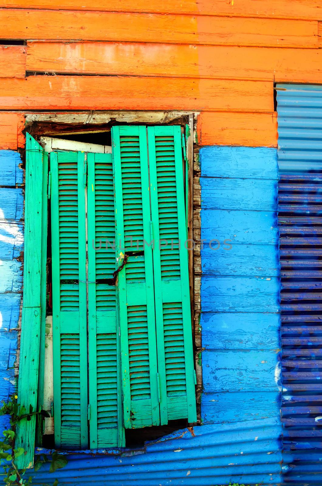 Brightly painted wall in La Boca neighborhood of Buenos Aires