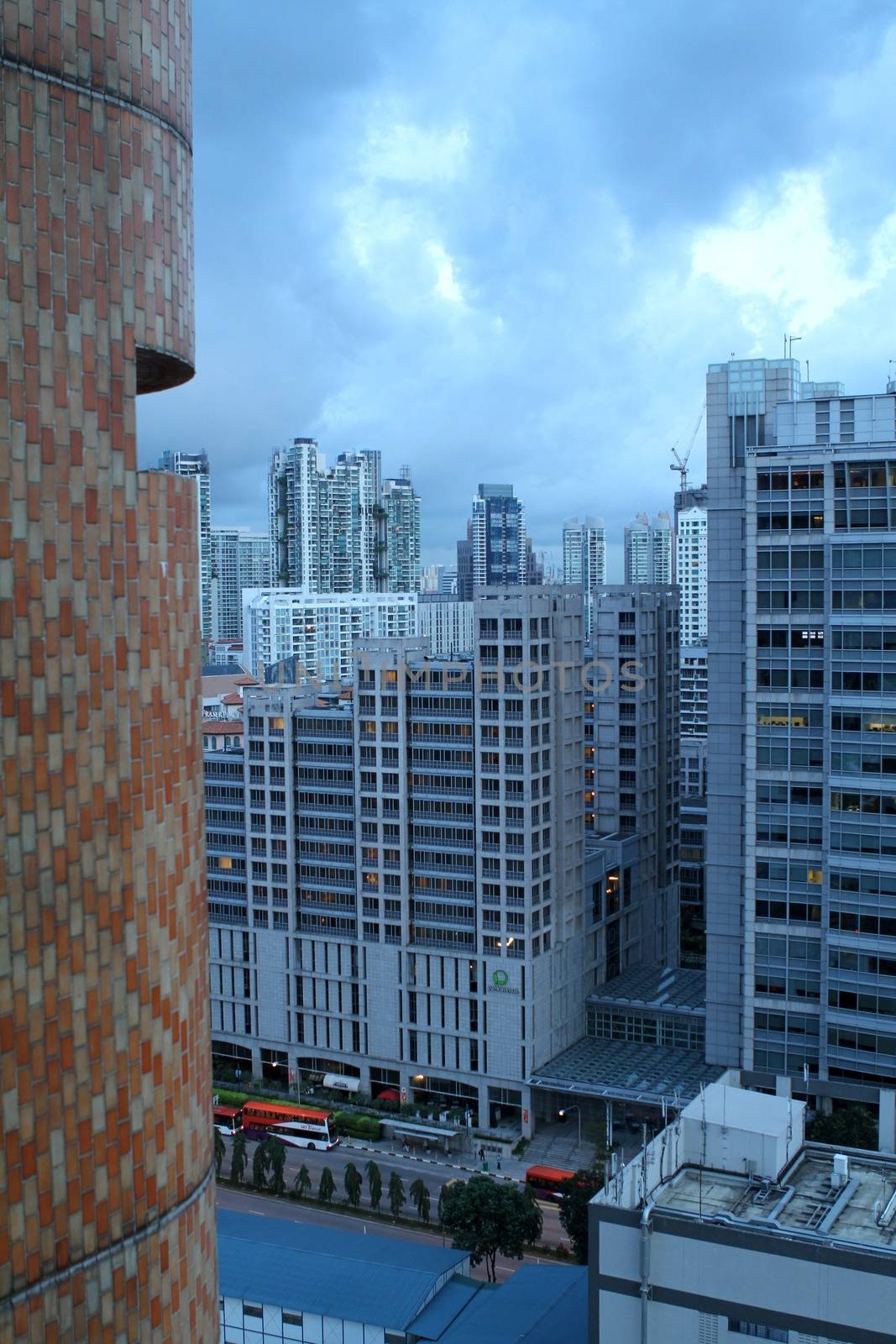 An asian city scape with overcast conditions