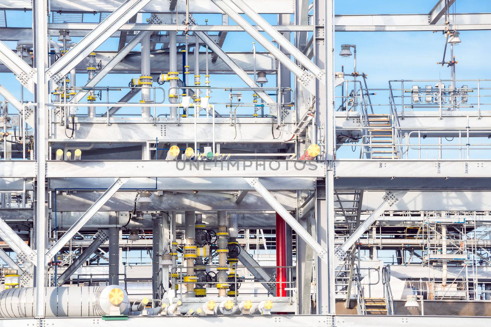 Assembling of liquefied natural gas Refinery Factory with LNG storage tank using for Oil and gas industry background