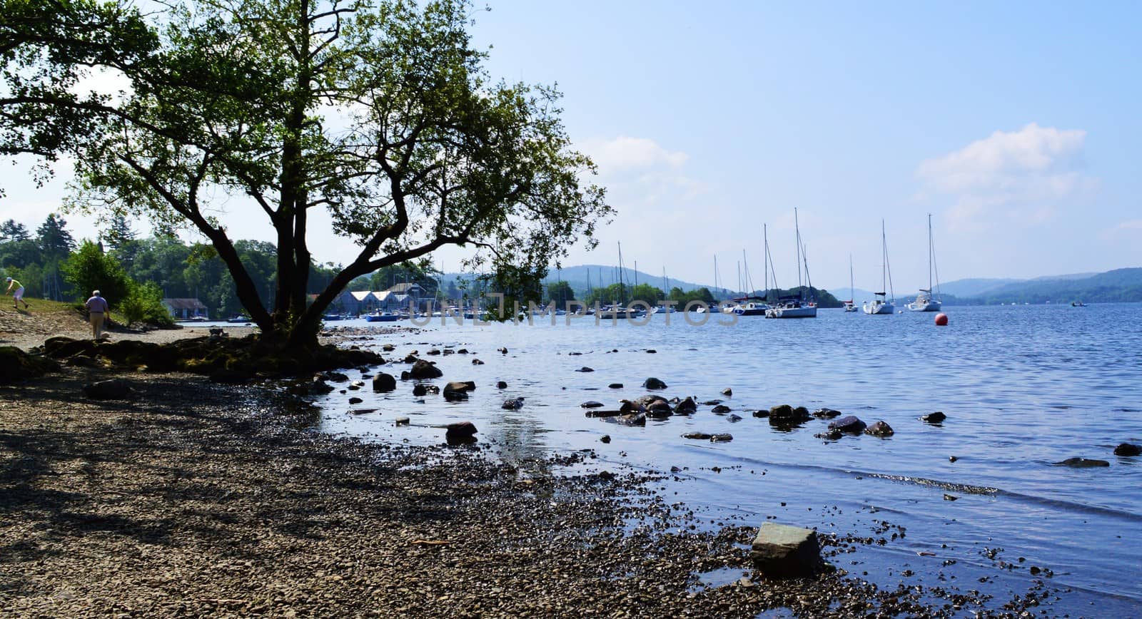 An image taken from the shore of Lake Windermere in the English Lake District.