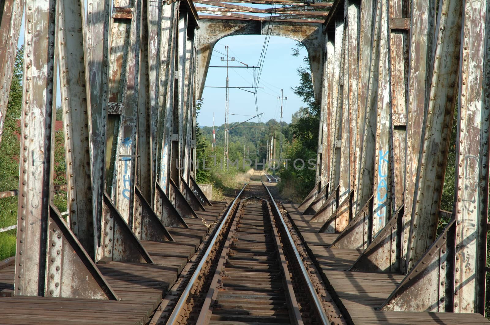 Old railway viaduct in Piechowice city in Poland