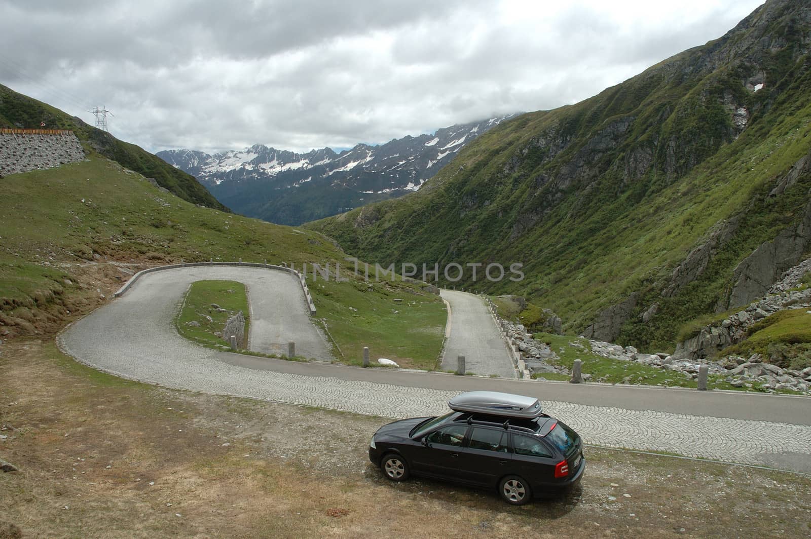 Road high in Alps mountains