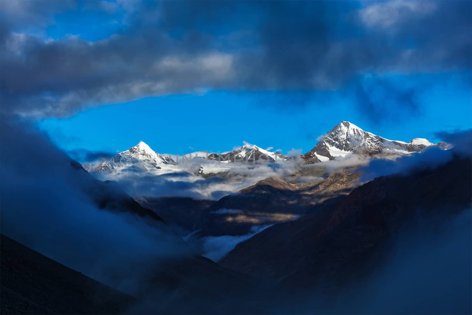 HImalayas mountains on sunrise. Lahaul valley, India